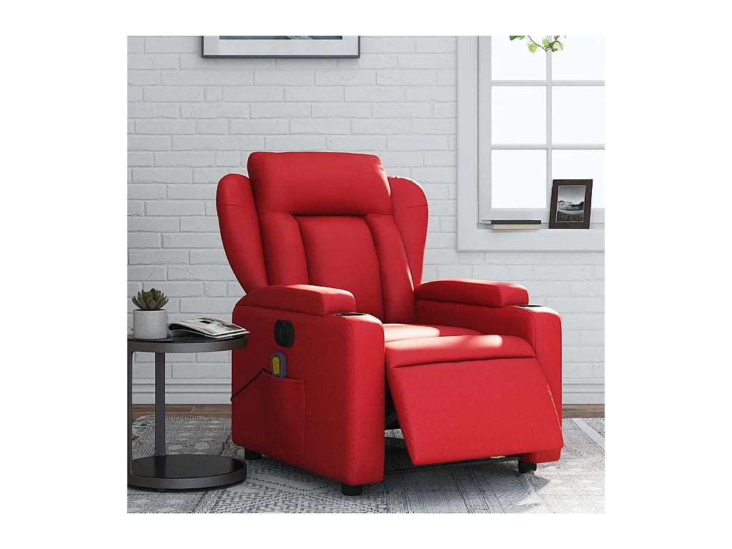 Fauteuil de massage inclinable électrique rouge similicuir