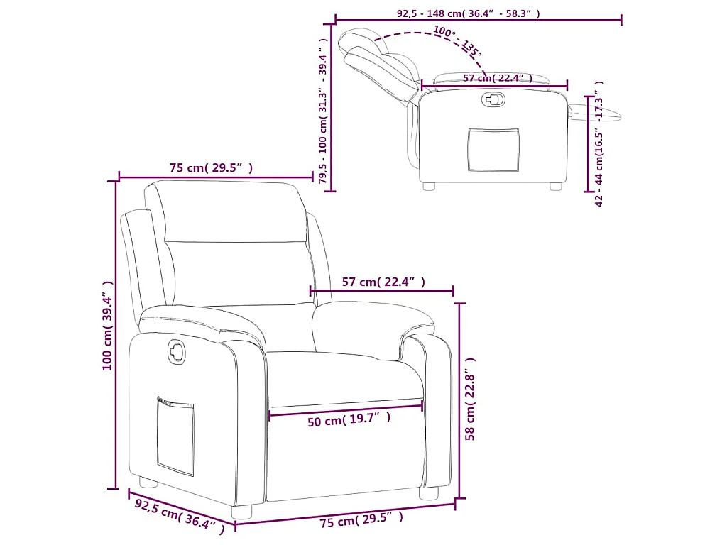Fauteuil verstelbaar stof taupe