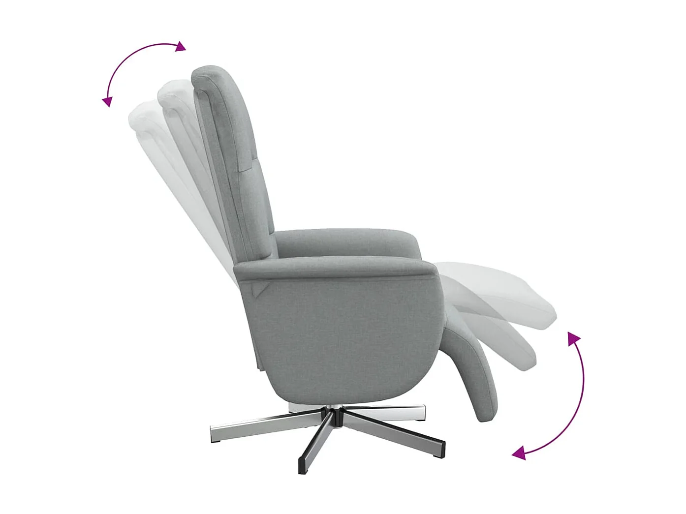 Fauteuil inclinable avec repose-pieds gris clair tissu