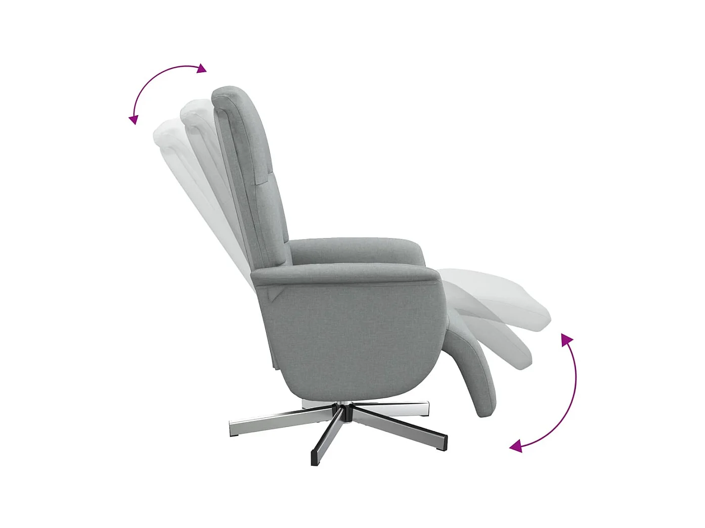 Fauteuil verstelbaar met voetensteun stof lichtgrijs