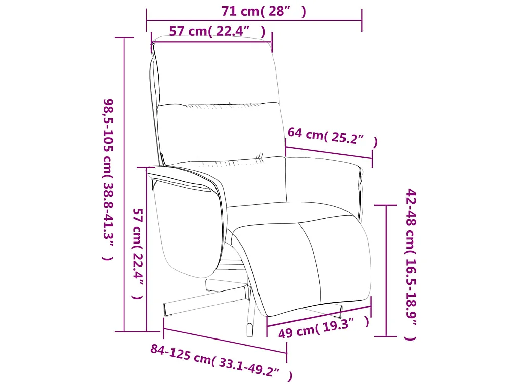 Sillón reclinable con reposapiés tela gris claro