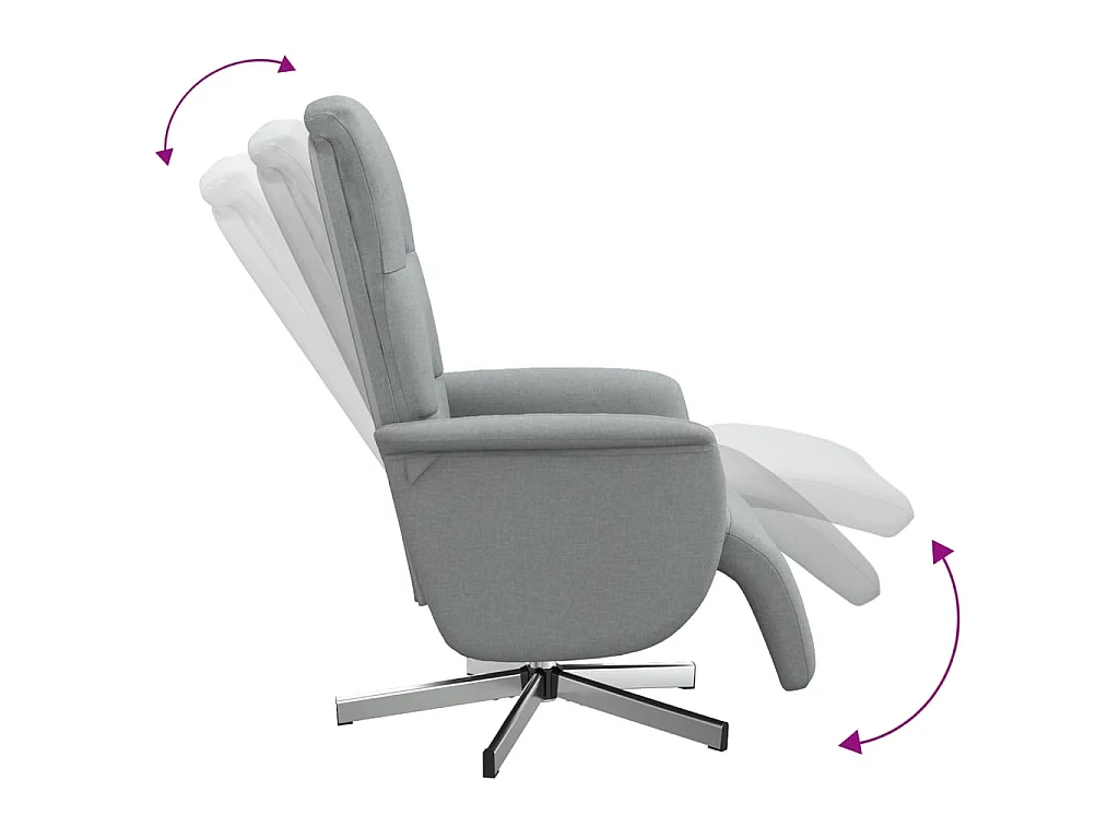 Fauteuil verstelbaar met voetensteun stof lichtgrijs
