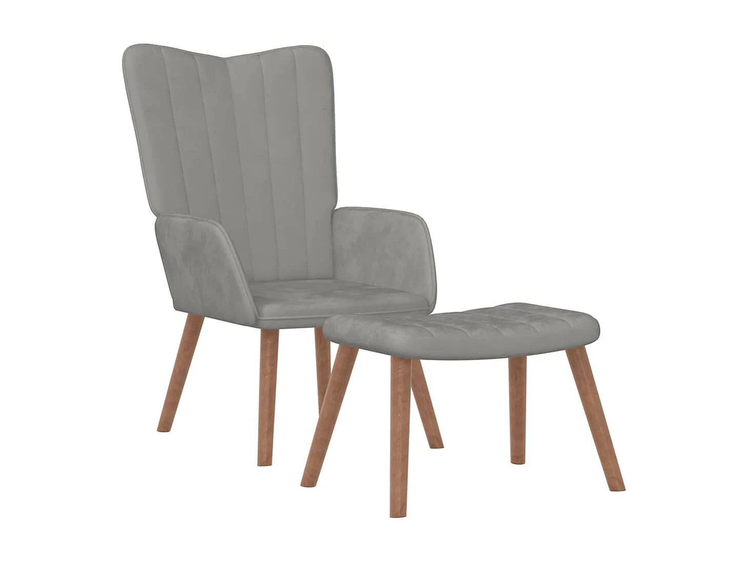 Relaxsessel mit Hocker Hellgrau Samt