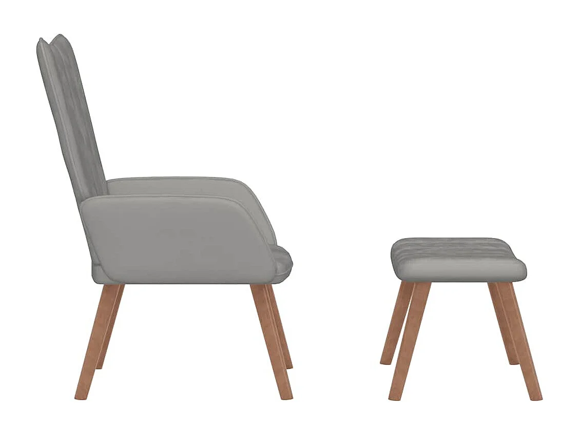 Relaxsessel mit Hocker Hellgrau Samt