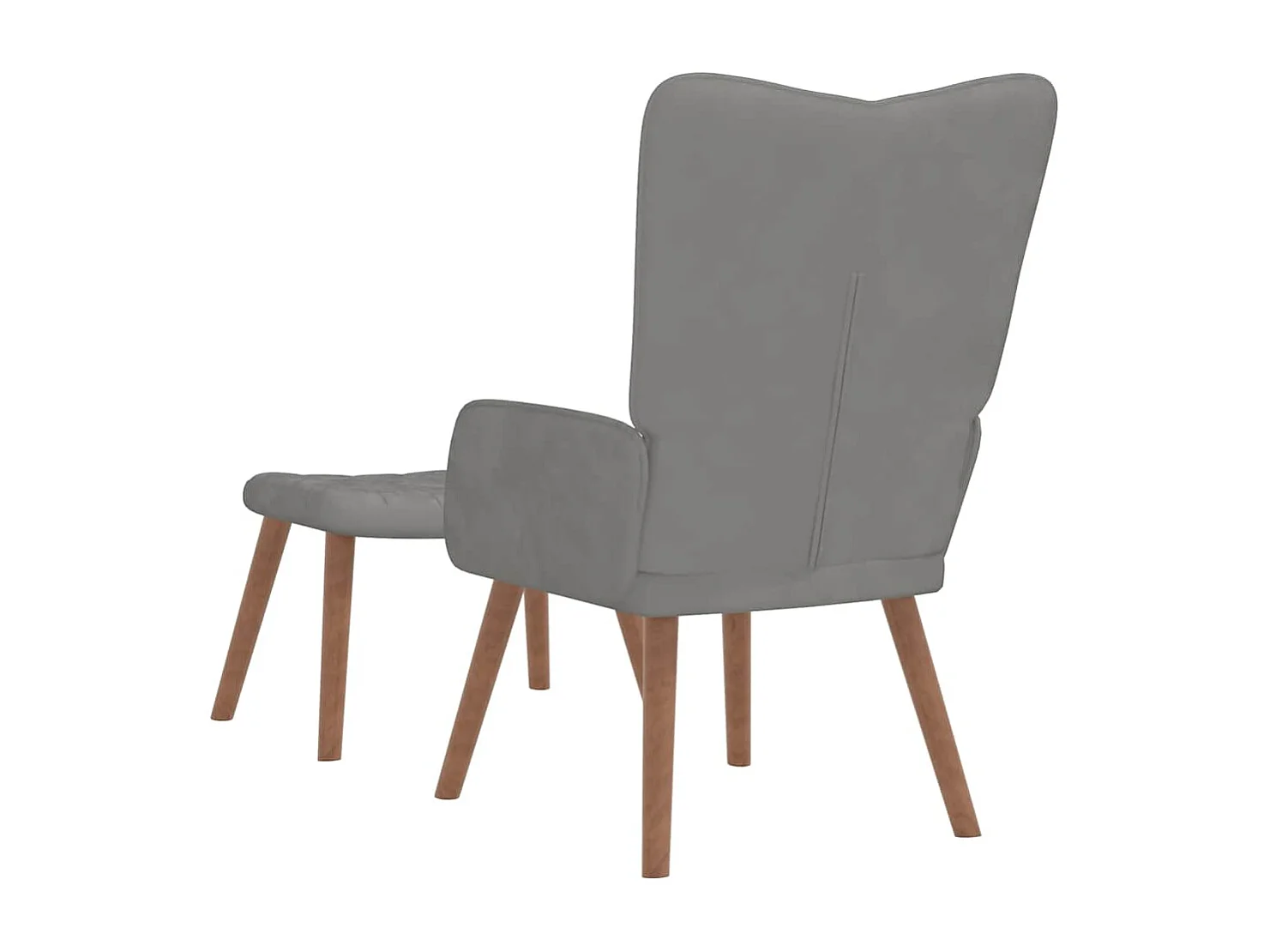 Relaxsessel mit Hocker Hellgrau Samt