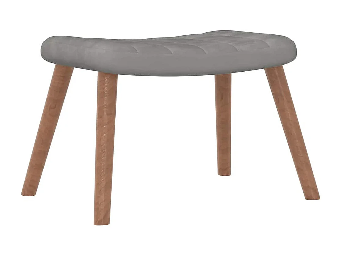 Relaxsessel mit Hocker Hellgrau Samt