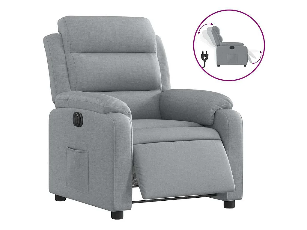 Poltrona Elettrica Reclinabile Grigio Chiaro in Tessuto