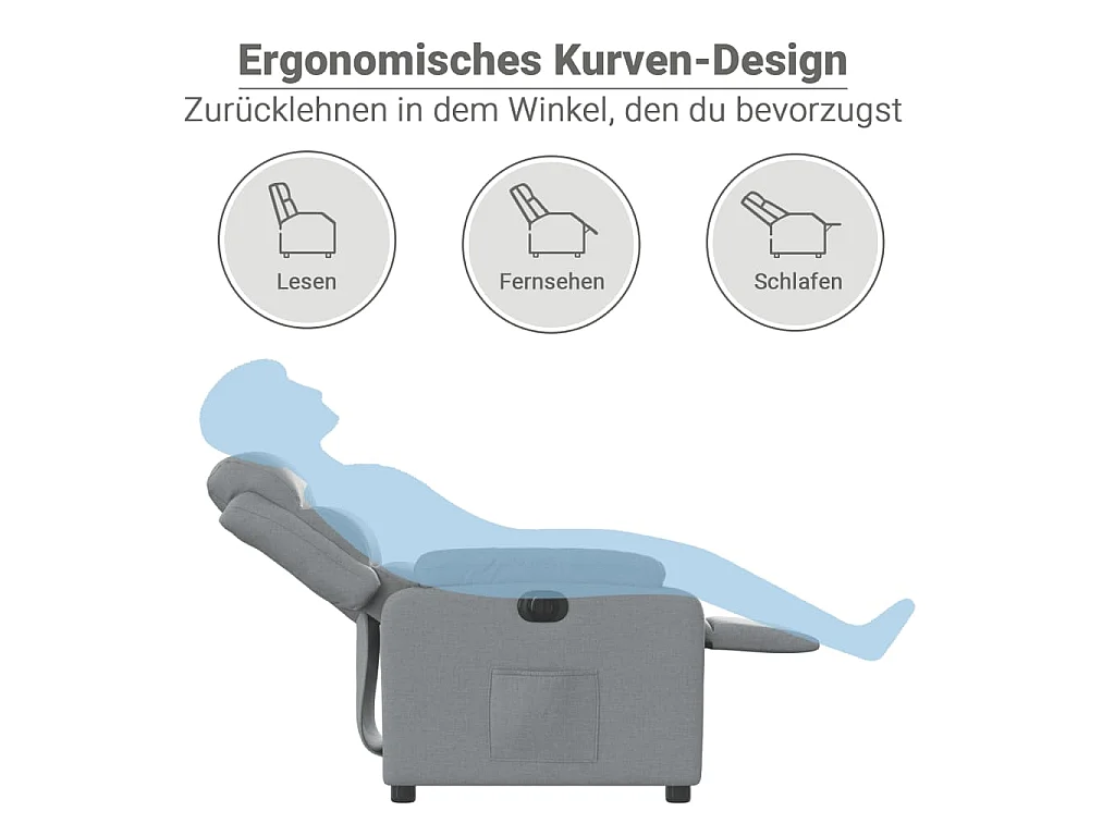 Poltrona Elettrica Reclinabile Grigio Chiaro in Tessuto