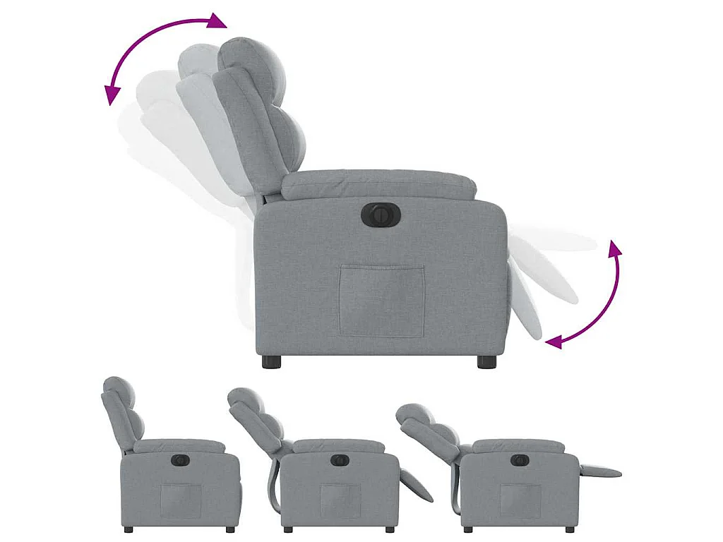 Poltrona Elettrica Reclinabile Grigio Chiaro in Tessuto