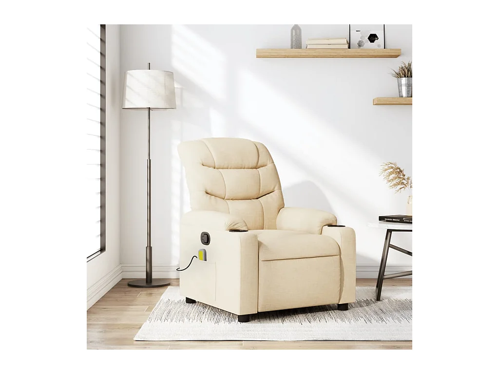 Fauteuil de massage inclinable Crème Tissu