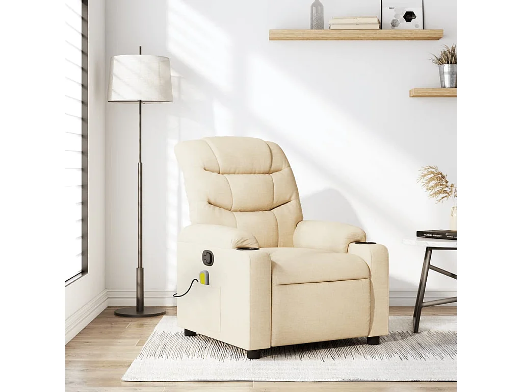 Fauteuil de massage inclinable Crème Tissu