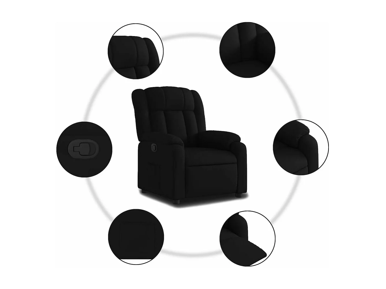 Fauteuil inclinable Noir Tissu