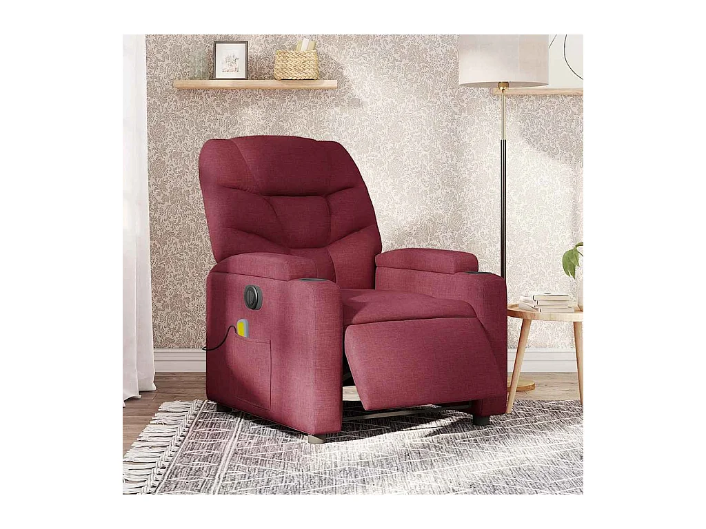 Massagesessel Elektrisch Weinrot Stoff