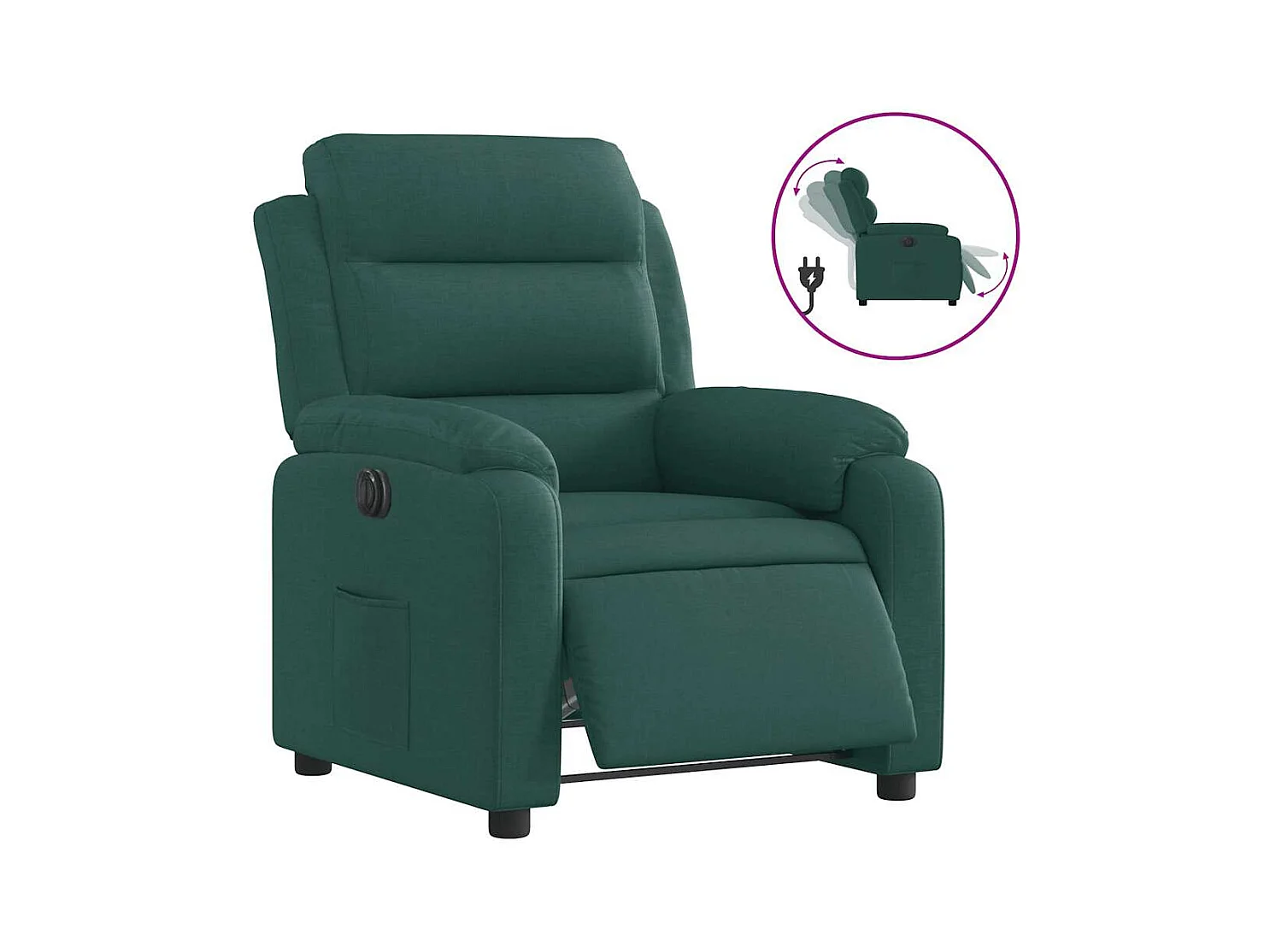 Fauteuil inclinable électrique Vert foncé Tissu