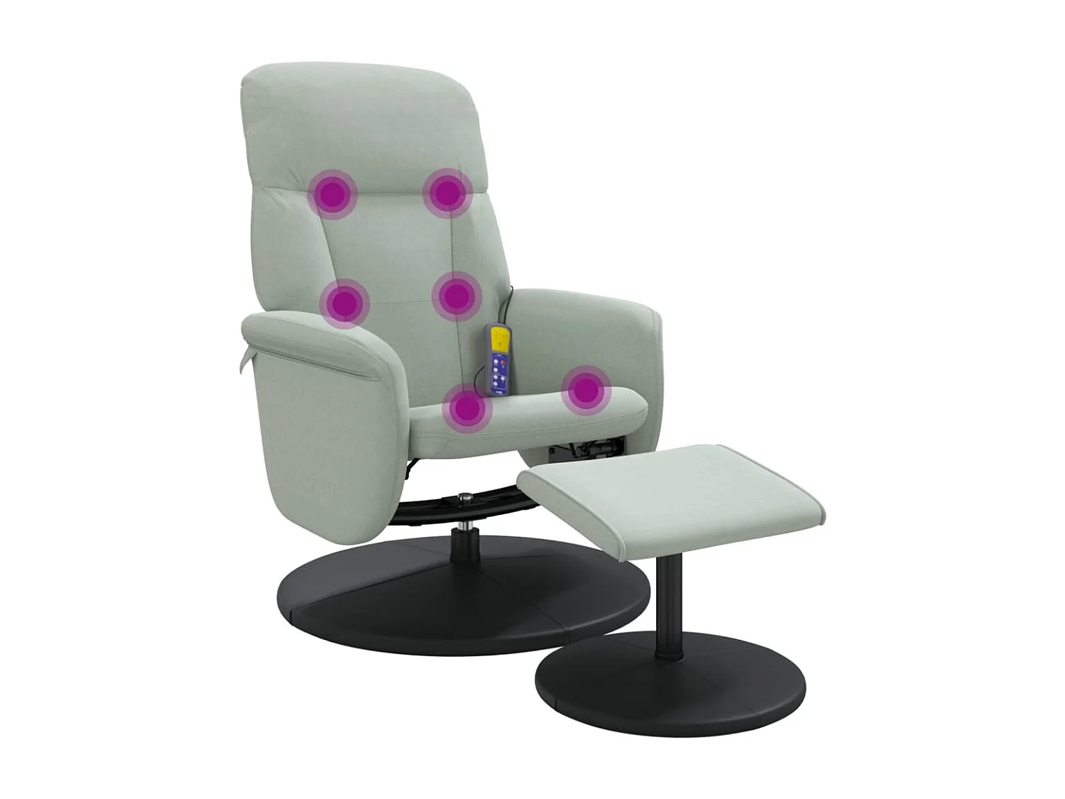 Fauteuil inclinable de massage repose-pied gris clair velours