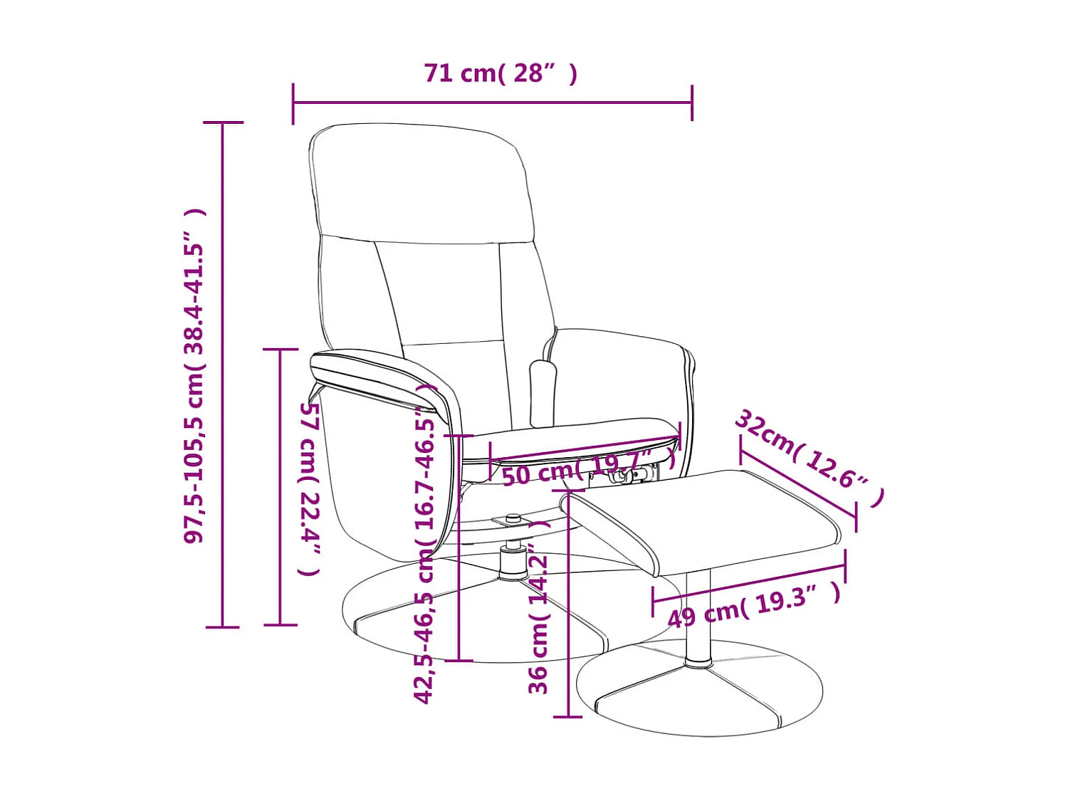 Fauteuil inclinable de massage repose-pied gris clair velours