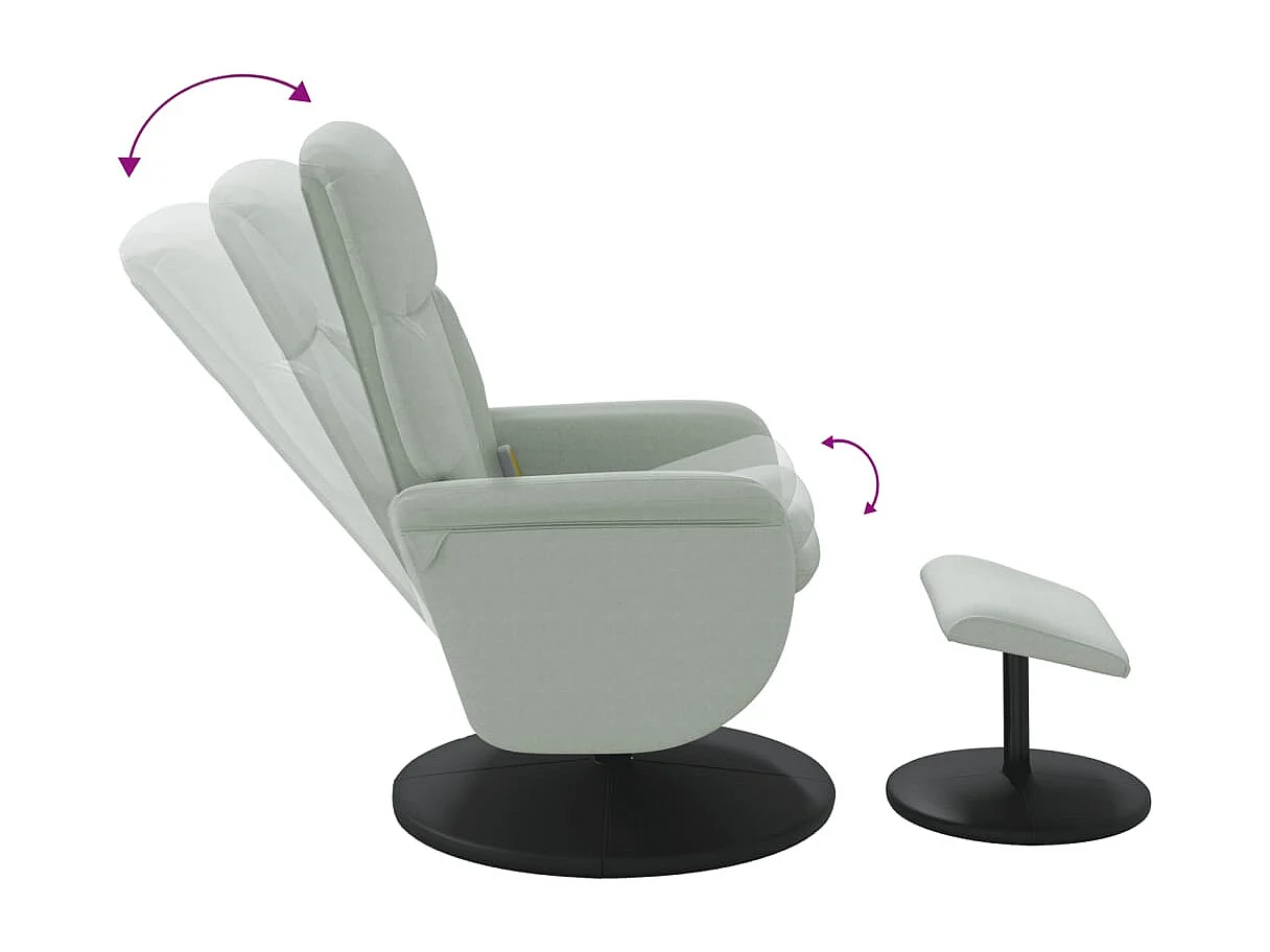 Fauteuil inclinable de massage repose-pied gris clair velours