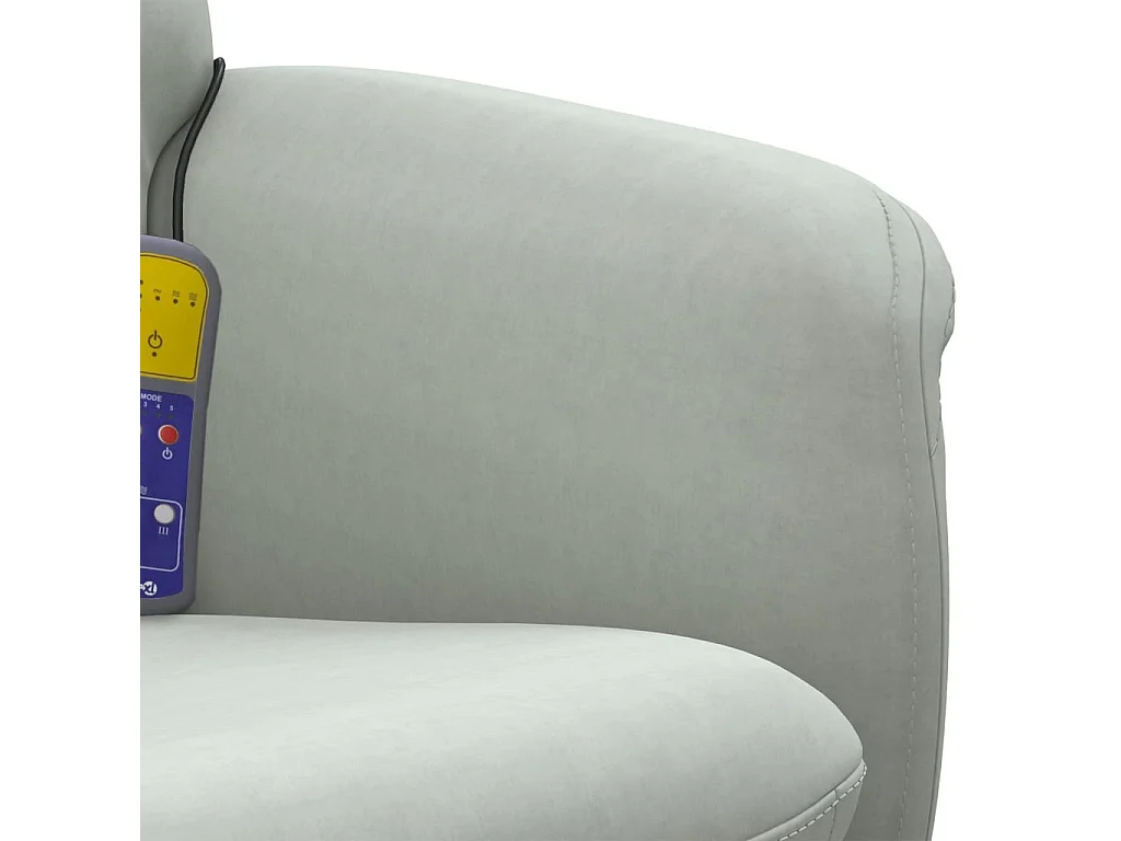 Fauteuil inclinable de massage repose-pied gris clair velours