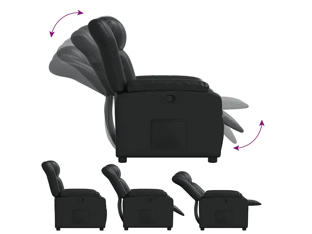 Poltrona Reclinabile Nera in Similpelle