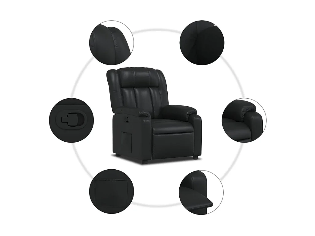 Poltrona Reclinabile Nera in Similpelle