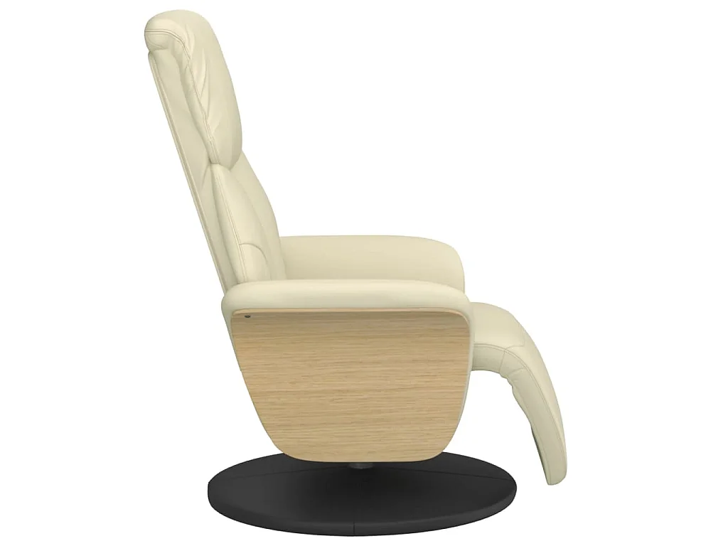 Fauteuil verstelbaar met voetensteun kunstleer crèmekleurig