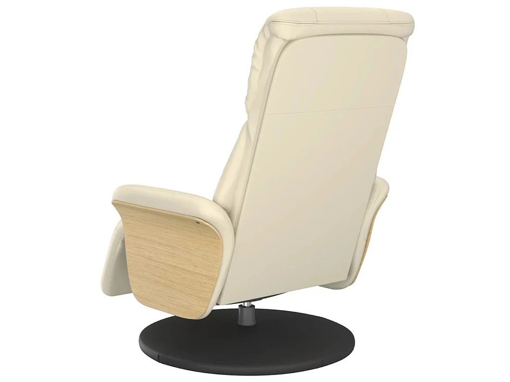 Fauteuil verstelbaar met voetensteun kunstleer crèmekleurig