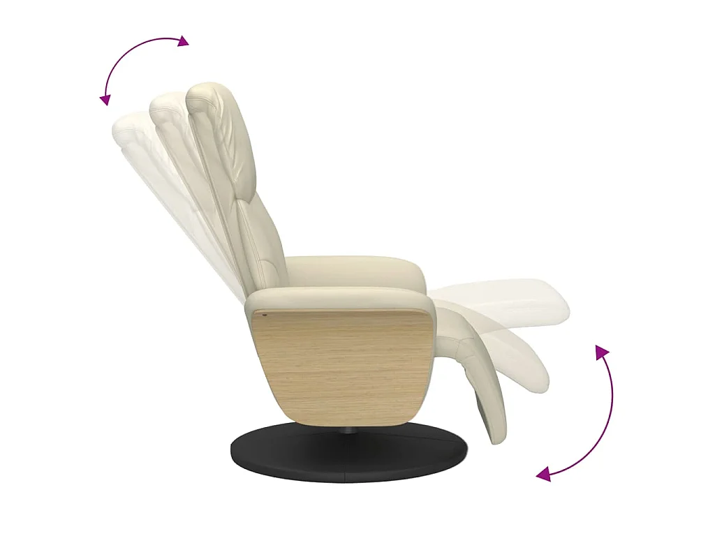 Fauteuil verstelbaar met voetensteun kunstleer crèmekleurig