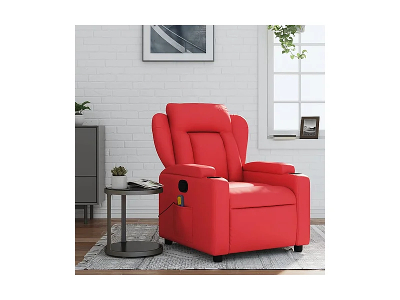 Poltrona Massaggiante Reclinabile Rossa in Similpelle