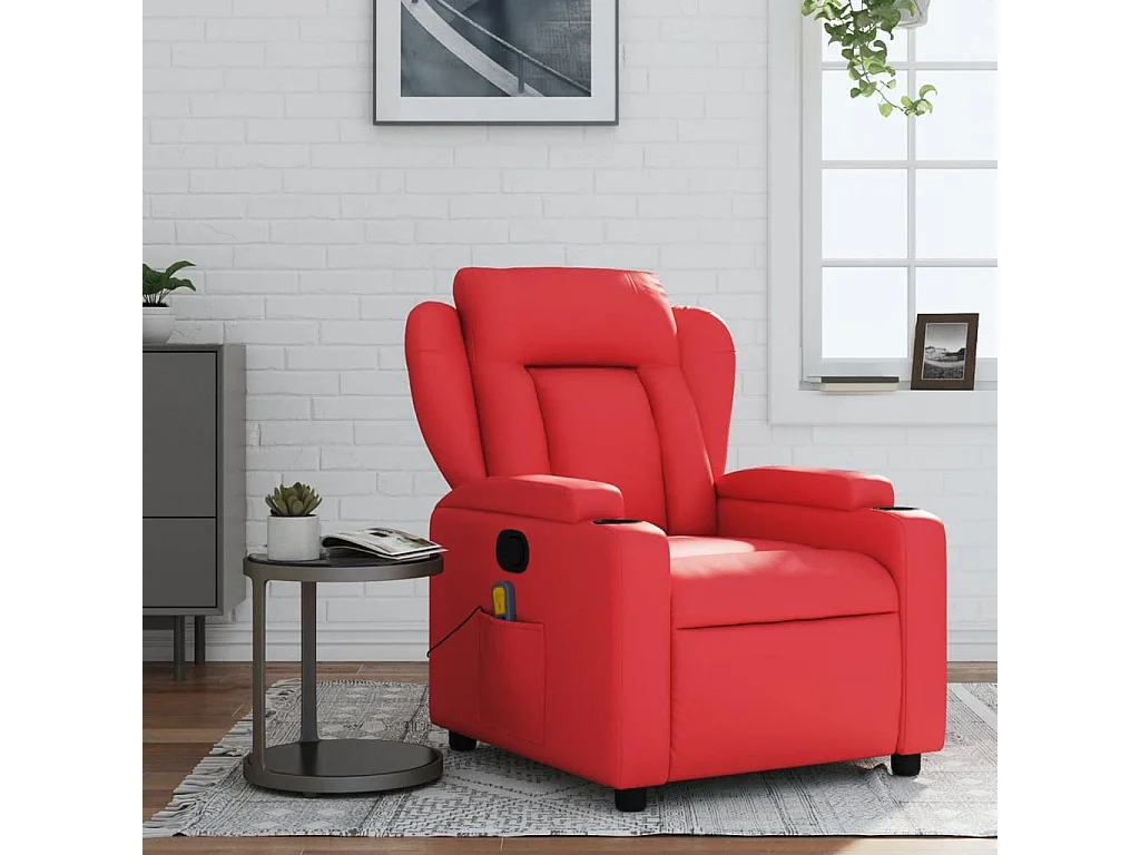 Fauteuil de massage inclinable rouge similicuir