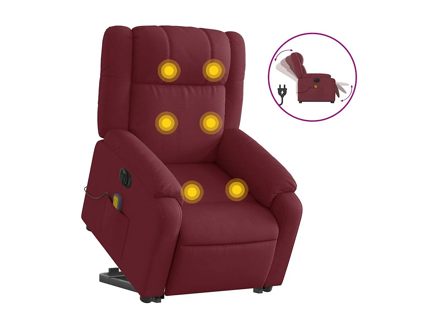 Fauteuil inclinable de massage électrique Rouge bordeaux Tissu