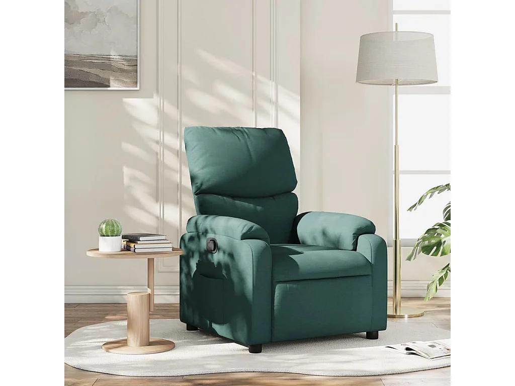 Sillón reclinable de tela verde oscuro
