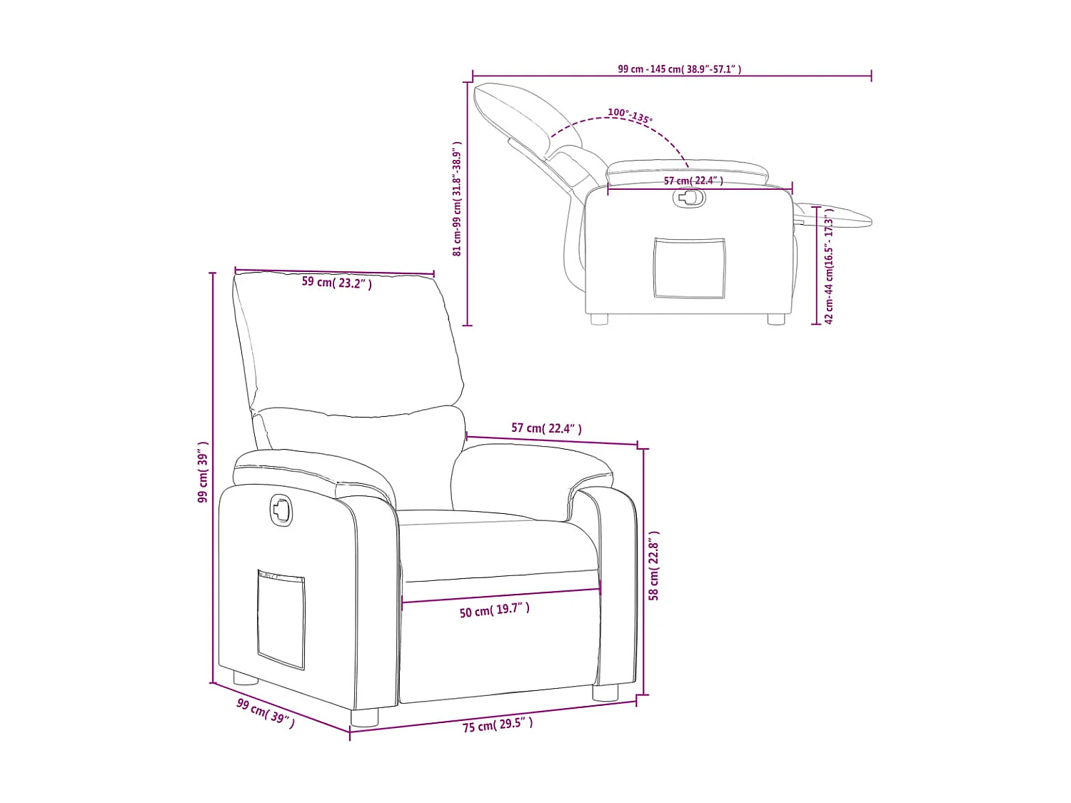 Fauteuil inclinable Vert foncé Tissu