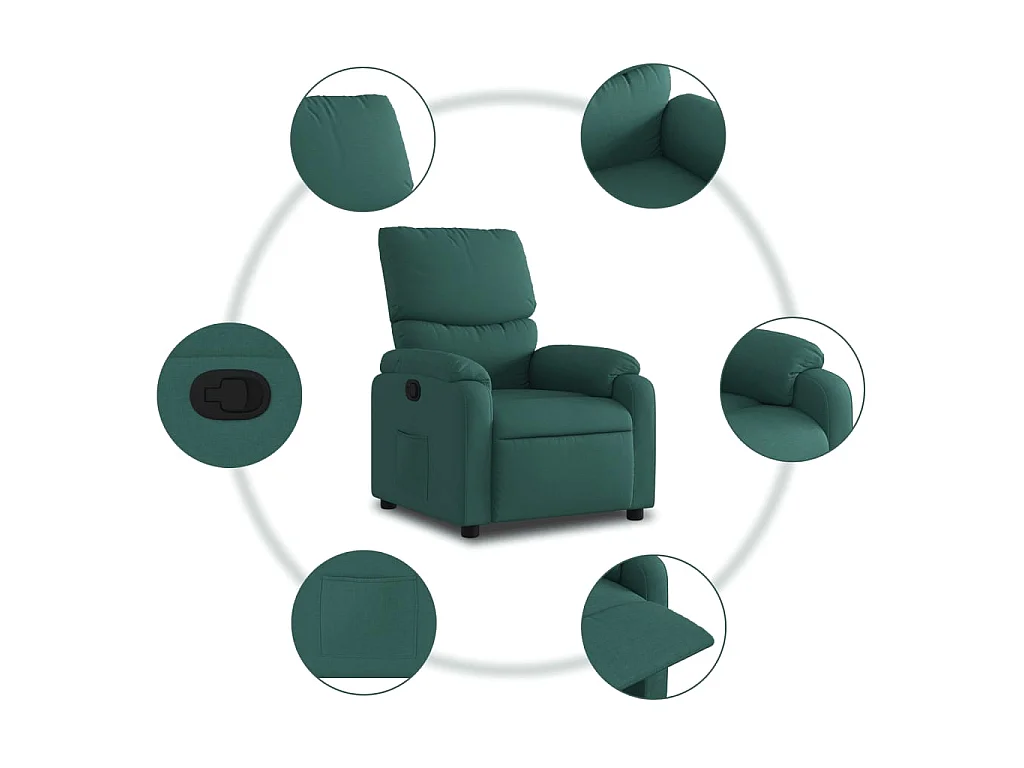 Poltrona Reclinabile in Tessuto Verde Scuro