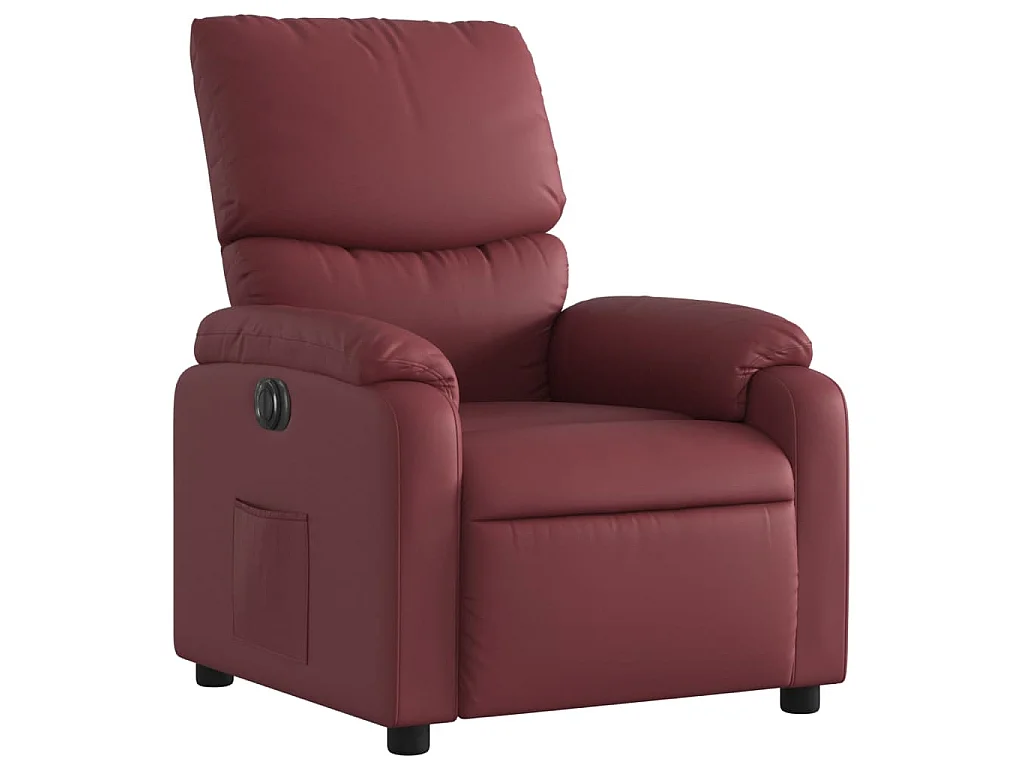 Poltrona Reclinabile Elettrica Rosso Vino in Similpelle