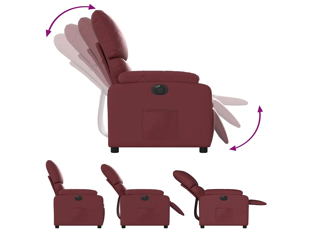 Poltrona Reclinabile Elettrica Rosso Vino in Similpelle