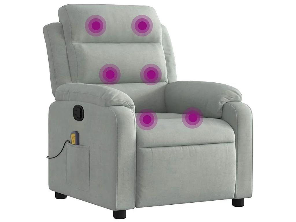Massagesessel Hellgrau Samt