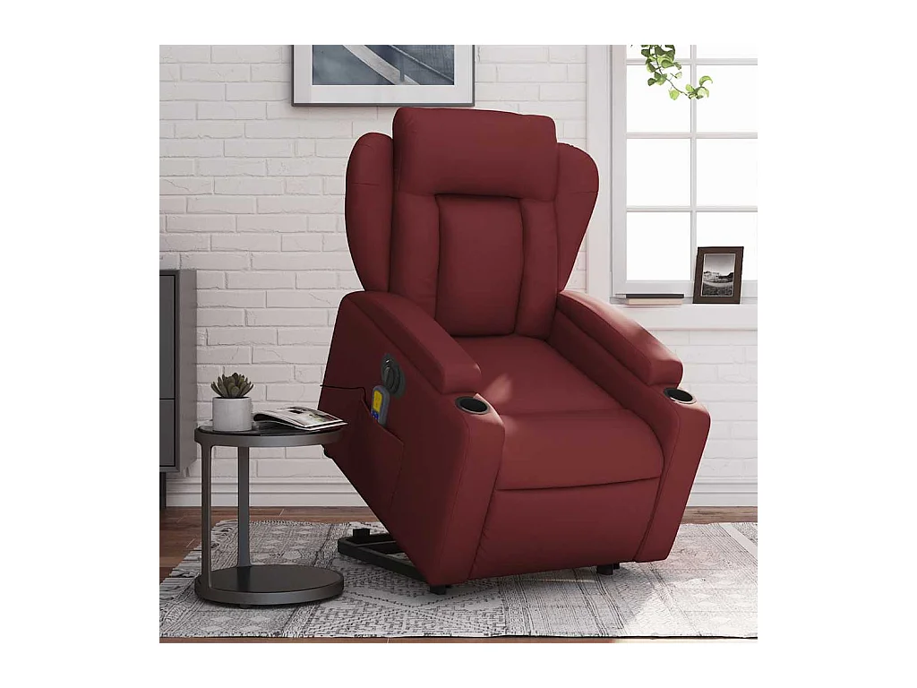 Fauteuil inclinable de massage électrique rouge bordeaux