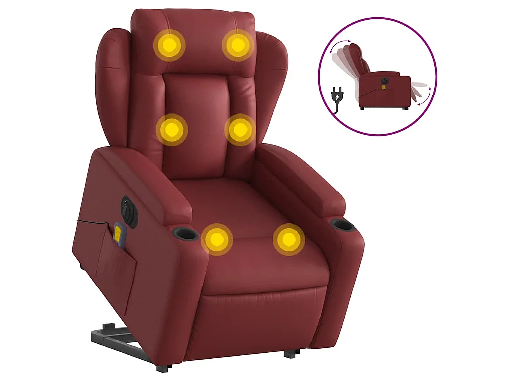 Poltrona Alzapersona Reclinabile Rosso Vino in Similpelle