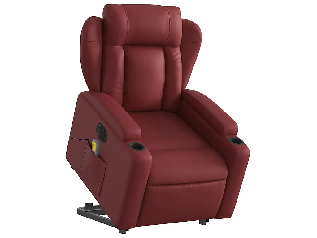 Poltrona Alzapersona Reclinabile Rosso Vino in Similpelle