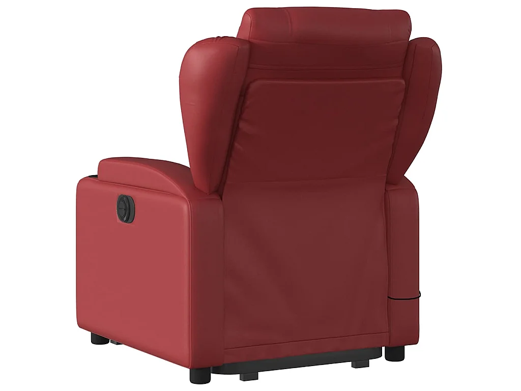 Massagesessel mit Aufstehhilfe Elektrisch Weinrot Kunstleder
