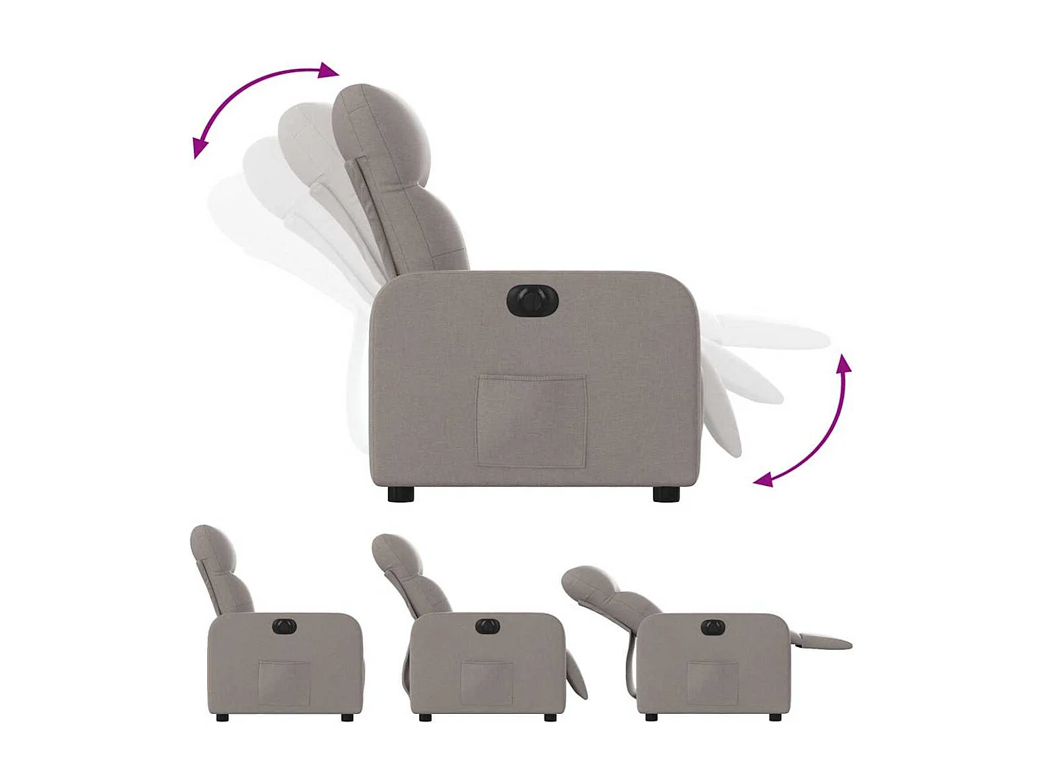 Fauteuil inclinable électrique Taupe Tissu
