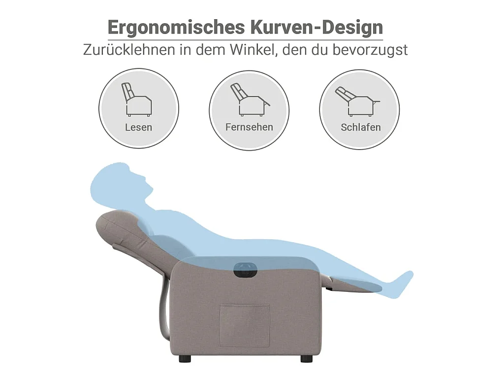 Fauteuil inclinable électrique Taupe Tissu