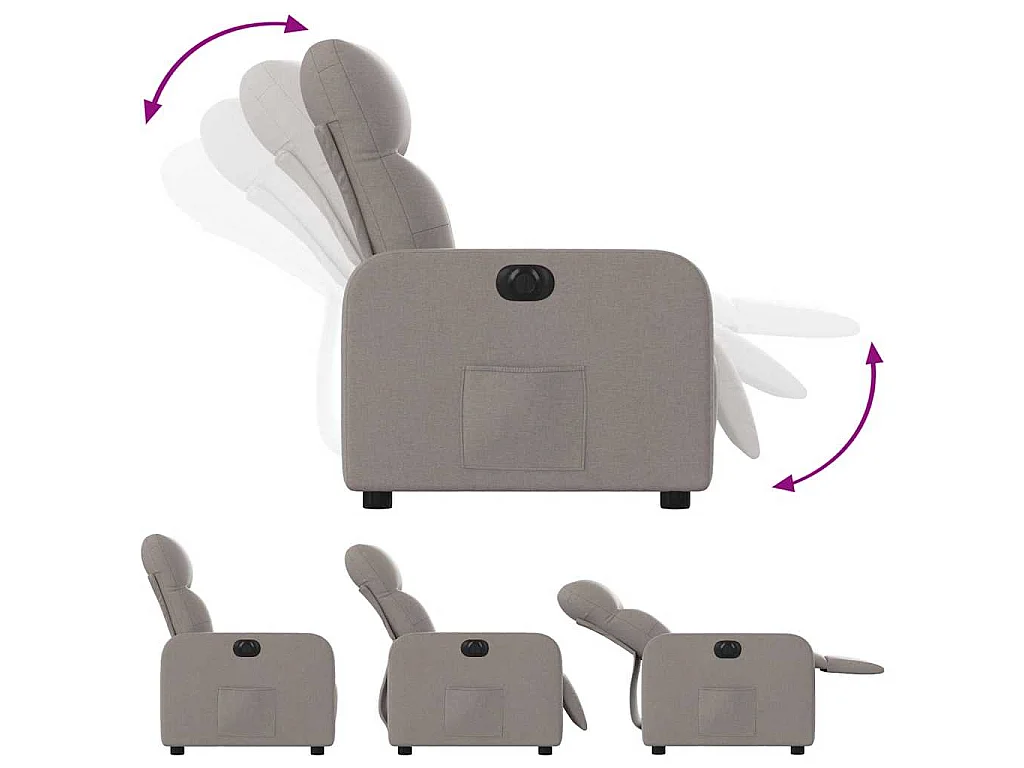 Fauteuil inclinable électrique Taupe Tissu