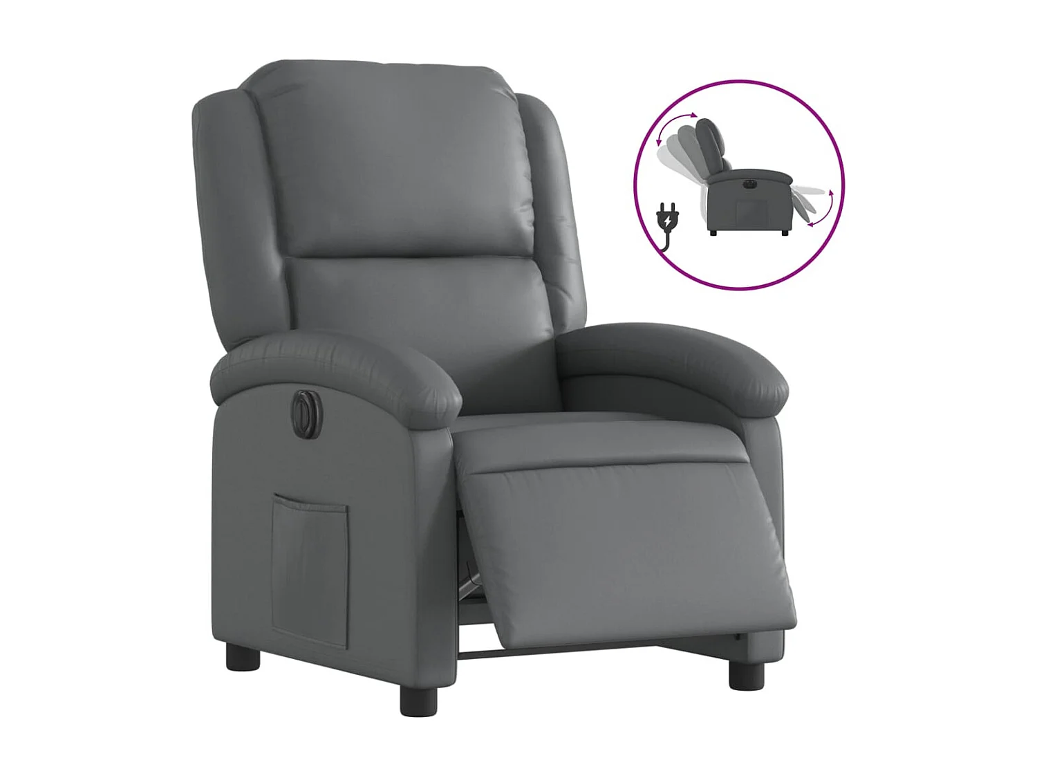 Fauteuil inclinable électrique Gris Similicuir