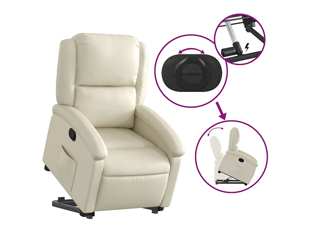 Fauteuil inclinable Crème Similicuir