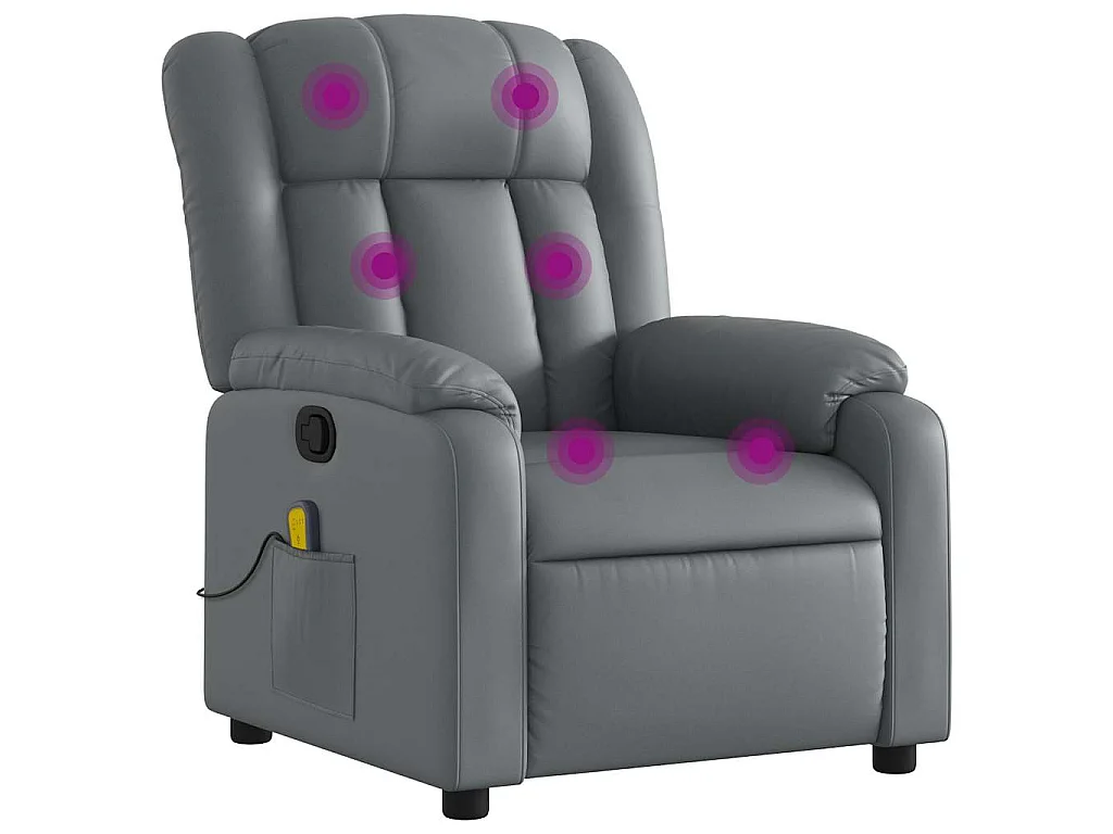 Sillón de masaje reclinable cuero sintético gris