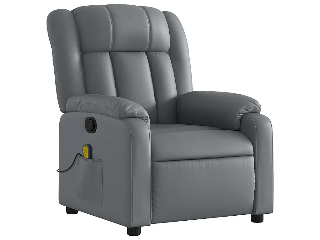 Sillón de masaje reclinable cuero sintético gris