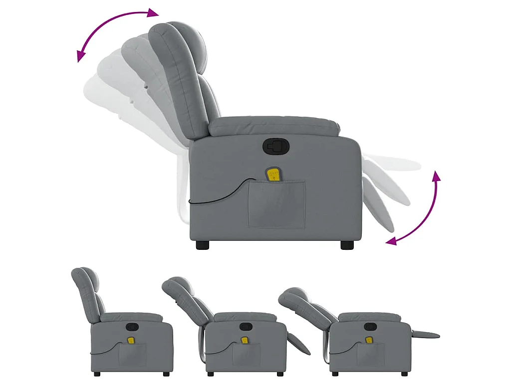 Sillón de masaje reclinable cuero sintético gris