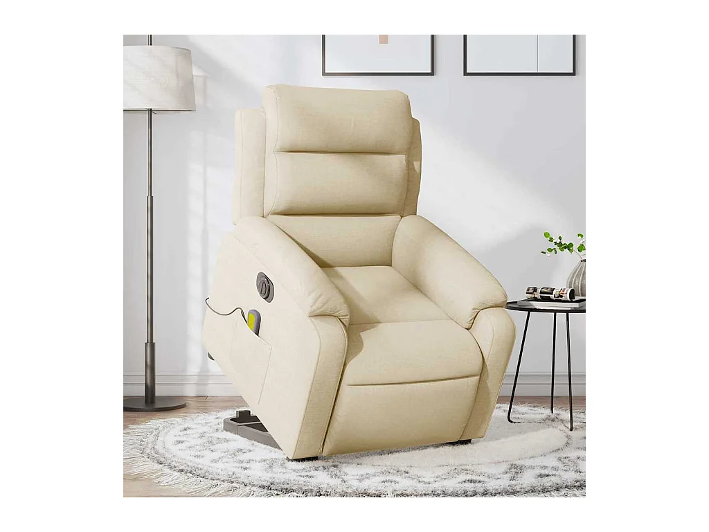Fauteuil inclinable de massage électrique Crème Tissu