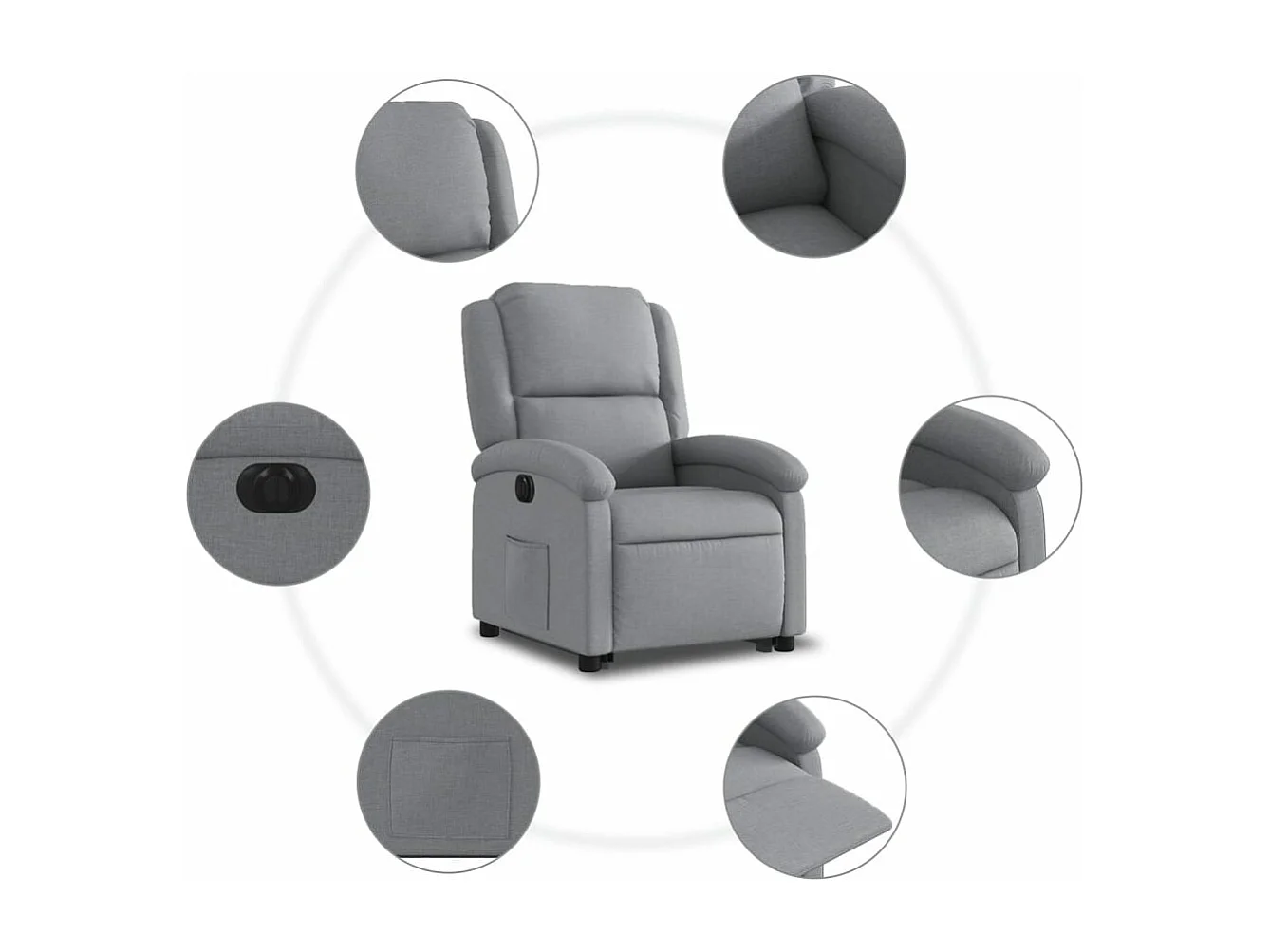 Fauteuil inclinable électrique gris clair tissu